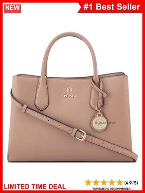 Triple Compartment Satchel Handbag Cotton Blend Lining